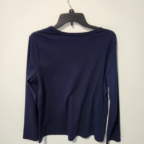 Croft & Barrow Women's Navy Blue Long Sleeve T-shirt with Christmas Tree- Large - Picture 4 of 4